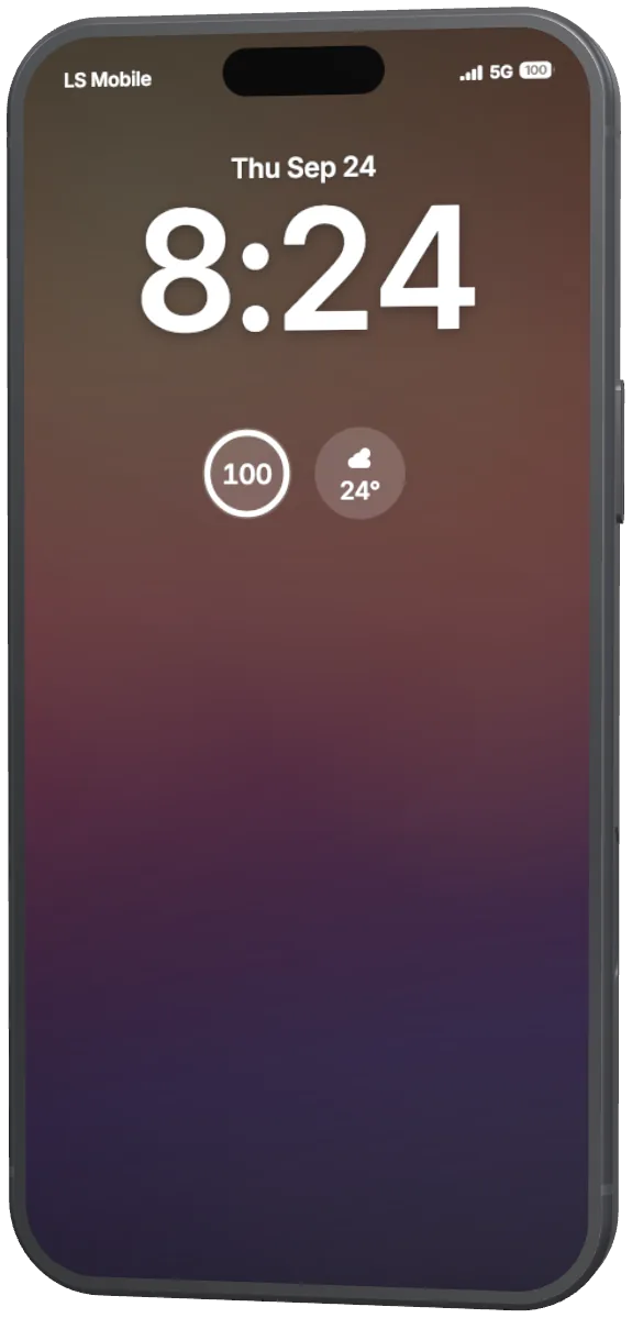 The same Lock Screen in Always-On, dimmed instead of dark.