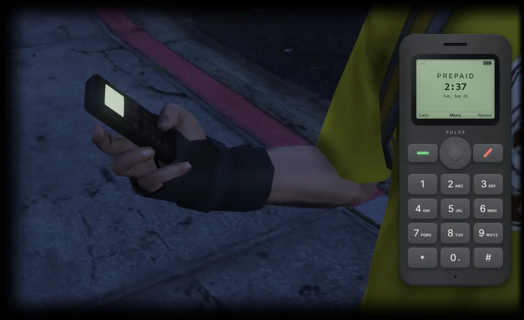 In game: a hand holding the Pulse Burner at night.