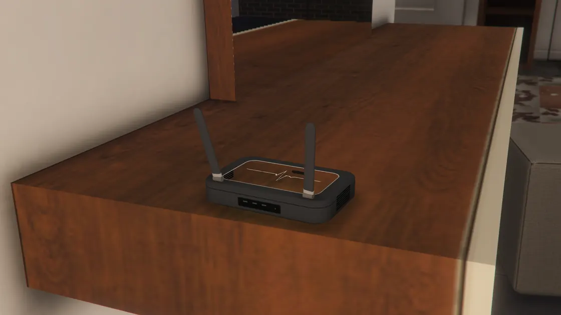 In game: the Pulse Home Wi-Fi router on a desk.